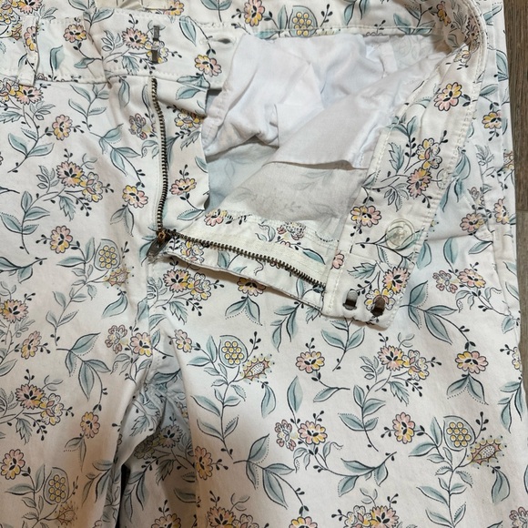 LOFT Cream Floral Straight Leg Jeans - Picture 4 of 9